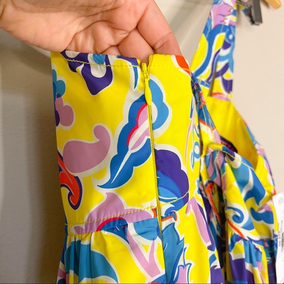 J Crew | NWT! Tiered Taffeta Curly Colorful Floral Summer Maxi Dress - Picture 4 of 9